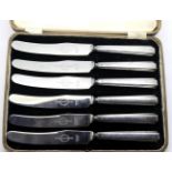 Set of six boxed hallmarked silver handled butter knives. P&P Group 2 (£18+VAT for the first lot and