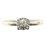 9ct gold diamond solitaire ring, size L/M. P&P Group 1 (£14+VAT for the first lot and £1+VAT for