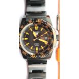 Gents Seiko divers automatic 100m wristwatch with both ceramic and rubber straps. P&P Group 1 (£14+