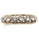 9ct gold and silver diamond set eternity ring with heart shaped settings, size M, 2.0g. P&P Group