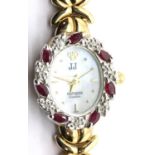 JJ Apropos diamond and ruby set ladies wristwatch, P&P Group 1 (£14+VAT for the first lot and £1+VAT