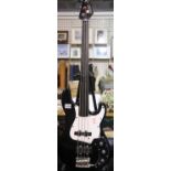 Hohner fretless PJ bass F1 in black with white scratchplate, no 8722901, twin pickups. Not available