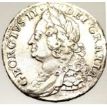 1758 - Silver Shilling of King George II. P&P Group 1 (£14+VAT for the first lot and £1+VAT for