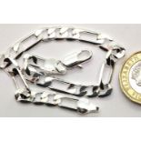 Sterling silver stretched curb link chain bracelet. P&P Group 1 (£14+VAT for the first lot and £1+