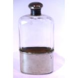 Silver mounted faceted cut glass hip flask, H: 16 cm. P&P Group 2 (£18+VAT for the first lot and £