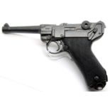 WWII Luger 9mm replica handgun by Denix of Spain. P&P Group 2 (£18+VAT for the first lot and £3+