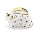 Royal Crown Derby rabbit paperweight with gold stopper. P&P Group 1 (£14+VAT for the first lot