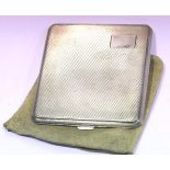 Hallmarked silver cigarette / card case with gilt interior in original pouch, Birmingham assay 1939,
