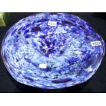 A large mottled blue glass centre bowl, possibly Murano, D: 42 cm. Not available for in-house P&P