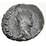 Gallienus - Radiate period Roman Bronze coin with Deity holding decapitated head of enemy. P&P Group