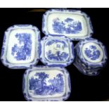 Quantity of Adams landscape dinnerware including three meat platters, tureen, dishes and plates. Not