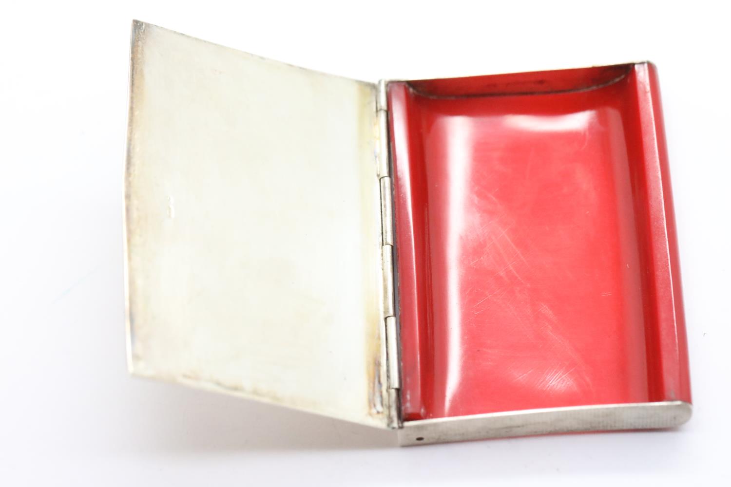 Art Deco 925 silver and red celluloid card case, import marks for 1928. P&P Group 1 (£14+VAT for the - Image 2 of 4