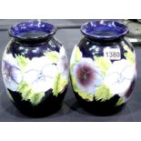 Two imitation Moorcroft vases, made in China in the 1970s, each H: 22 cm. P&P Group 3 (£25+VAT for