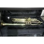 Cased Windsor brass trumpet. P&P Group 3 (£25+VAT for the first lot and £5+VAT for subsequent lots)