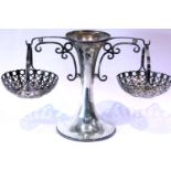 Silver hallmarked table piece with two pierced baskets, 510g. P&P Group 2 (£18+VAT for the first lot