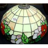 Large Tiffany style leaded lamp shade, all panes in good condition. Not available for in-house P&P.