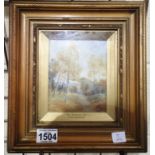 Gilt framed oil on board, An Autumn Day by Thomas Broxton, 11 x 14 cm. P&P Group 2 (£18+VAT for