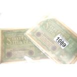 Two 50 mark banknotes, 1919. P&P Group 1 (£14+VAT for the first lot and £1+VAT for subsequent lots)