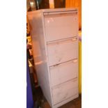 Four drawer metal filing cabinet. Not available for in-house P&P