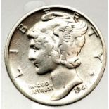 1941 USA - Silver Mercury Dime. P&P Group 1 (£14+VAT for the first lot and £1+VAT for subsequent