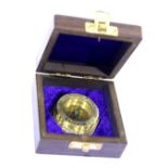 Boxed brass compass, inscribed Henry Hughes, D: 5 cm. P&P Group 2 (£18+VAT for the first lot and £