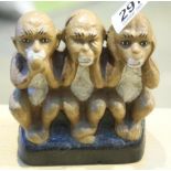 Cast iron Three Wise Monkeys, 13 x 11 cm. P&P Group 1 (£14+VAT for the first lot and £1+VAT for