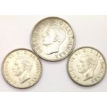 George VI 1946 half crown and 1944 & 1946 florins with good definition. P&P Group 1 (£14+VAT for the