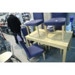 Ikea large dining table and six upholstered dining chairs. Not available for in-house P&P