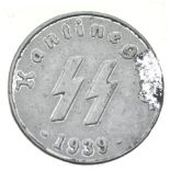 German WWII type SS marked 50 Reichspfennig coin, 1939. P&P Group 1 (£14+VAT for the first lot