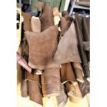 Quantity of brown leather rolls. Not available for in-house P&P