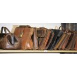 Fourteen vintage leather briefcases. Not available for in-house P&P