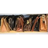 Ten mixed vintage leather handbags. P&P Group 3 (£25+VAT)