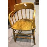 Single elm spindle back vintage office chair. Not available for in-house P&P