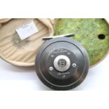 Hardy the Sunbeam 8/9 fly fishing reel with Hardy bag. P&P Group 2 (£18+VAT for the first lot and £