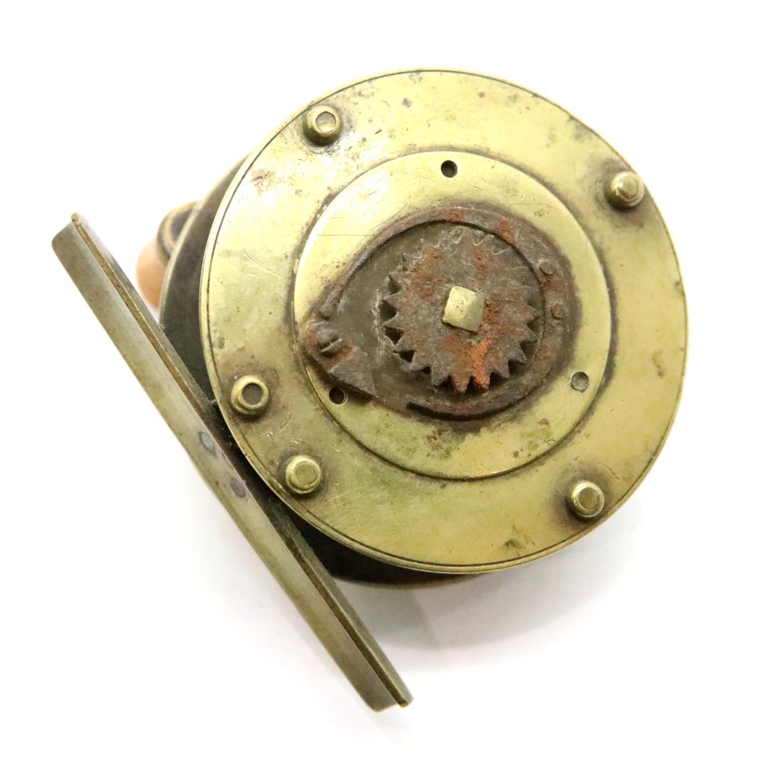 Antique brass fishing reel by Chas Parlour maker 191 Strand, London. P&P Group 2 (£18+VAT for the - Image 2 of 2
