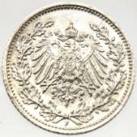 1915 F mint (Stuttgart) - Silver Half Mark of German Reich. P&P Group 1 (£14+VAT for the first lot