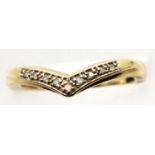 9ct gold diamond set wishbone ring, size N, 2.3g. P&P Group 1 (£14+VAT for the first lot and £1+