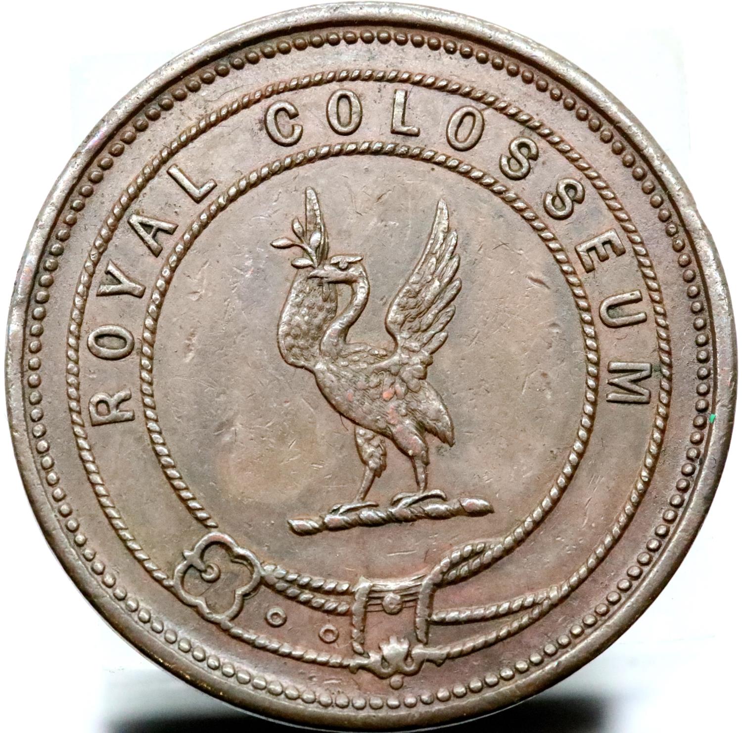 Liverpool Coliseum 1850 token with good definition. P&P Group 1 (£14+VAT for the first lot and £1+ - Image 2 of 2