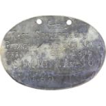 WWI Imperial German Dog Tag. P&P Group 1 (£14+VAT for the first lot and £1+VAT for subsequent lots)