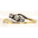 18ct gold and diamond trilogy ring, size K/L, 2.1g. P&P Group 1 (£14+VAT for the first lot and £1+