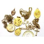 Quantity of mainly religious 9ct gold pendants, 13.7g. P&P Group 1 (£14+VAT for the first lot and £