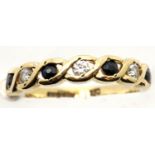 9ct gold, sapphire and cubic zirconia ring, size O, 1.7g. P&P Group 1 (£14+VAT for the first lot and