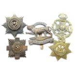 Five British Infantry Cap Badges. P&P Group 1 (£14+VAT for the first lot and £1+VAT for subsequent