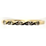 9ct gold five diamond ring, size Q, 1.4g. P&P Group 1 (£14+VAT for the first lot and £1+VAT for