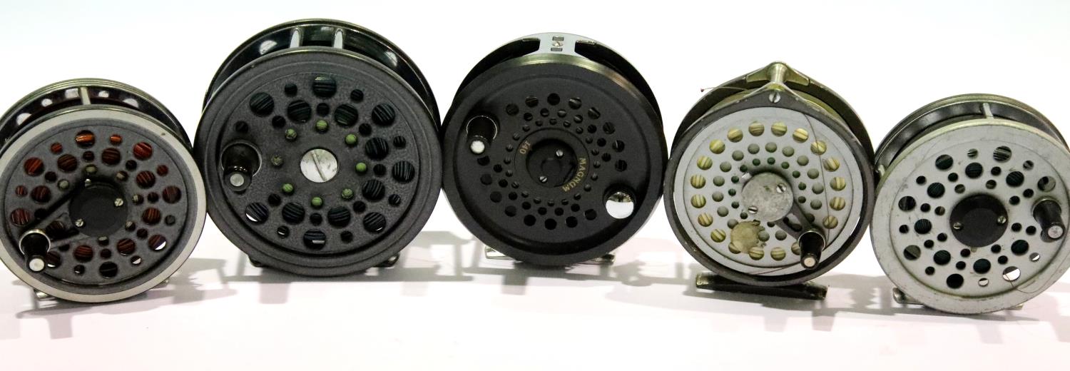 Five mixed fly fishing reels including Leeda and Speedex. P&P Group 2 (£18+VAT for the first lot and - Image 2 of 2