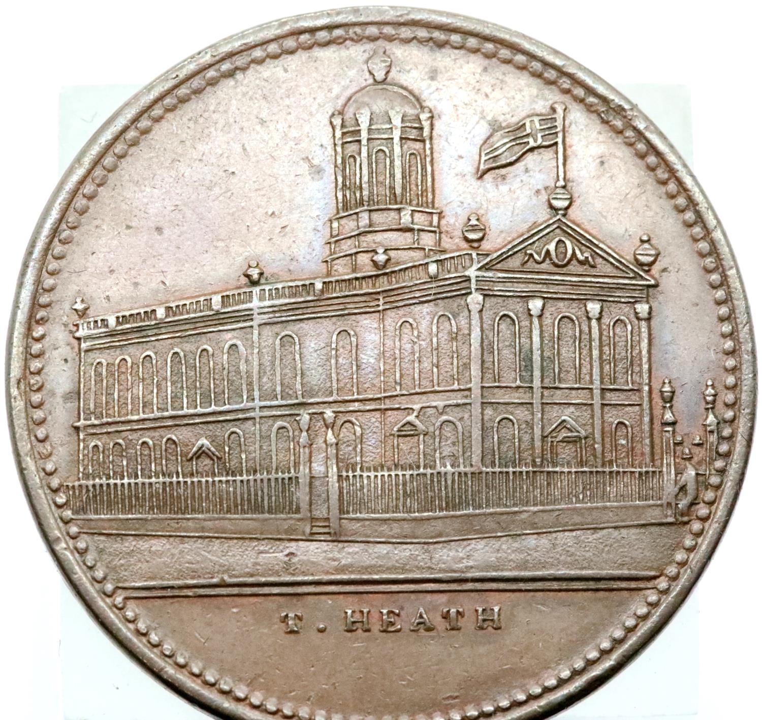 Liverpool Coliseum 1850 token with good definition. P&P Group 1 (£14+VAT for the first lot and £1+