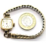 9ct gold ladies Avia wristwatch on a gold plated bracelet. P&P Group 1 (£14+VAT for the first lot