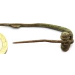 Roman Bronze Cloak Hasp / Fibula with spring intact. P&P Group 1 (£14+VAT for the first lot and £1+
