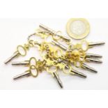 Set of fourteen different sized pocket watch keys. P&P Group 1 (£14+VAT for the first lot and £1+VAT