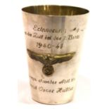 WWII Style German Engraved Goblet remembering the soldiers time on the Eastern Front. P&P Group